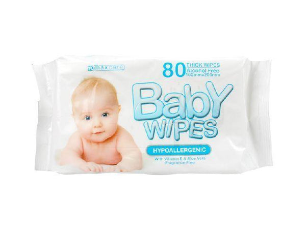 Alcohol Free Baby Wipes 80 Thick Pack with Vitamin E & Aloe Vera - Grocery Deals