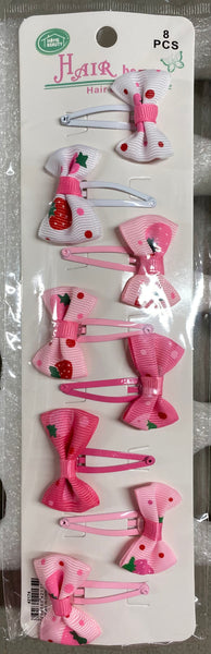 Girls Pink Ribbon Hail Clips