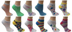 All Mixed Up White Ladies Mix & Match Ankle Socks 12 Sock (6 Pair) - Grocery Deals
