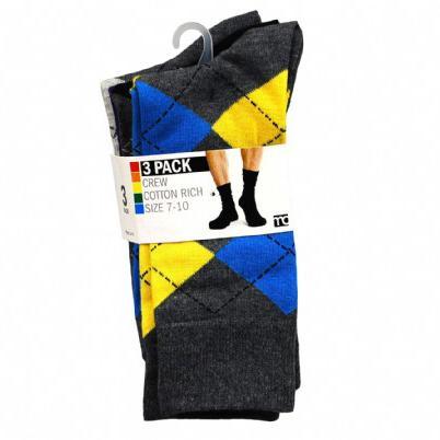 Men's Cotton Rich Crew Socks 3 Pack Size 7-10 - Grocery Deals