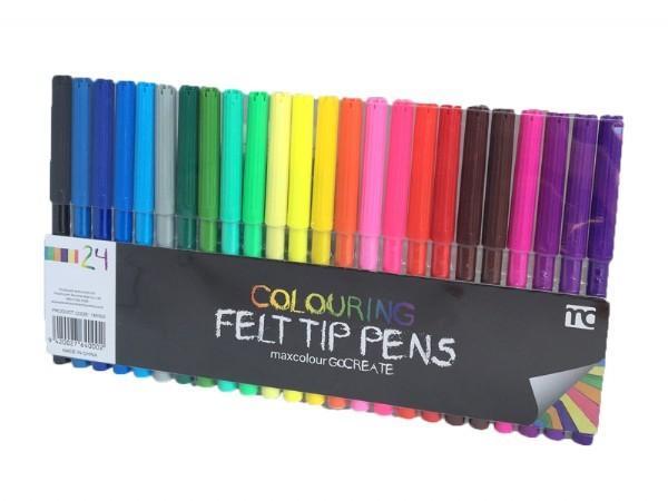 24 Colouring Felt Tip Pens - Grocery Deals