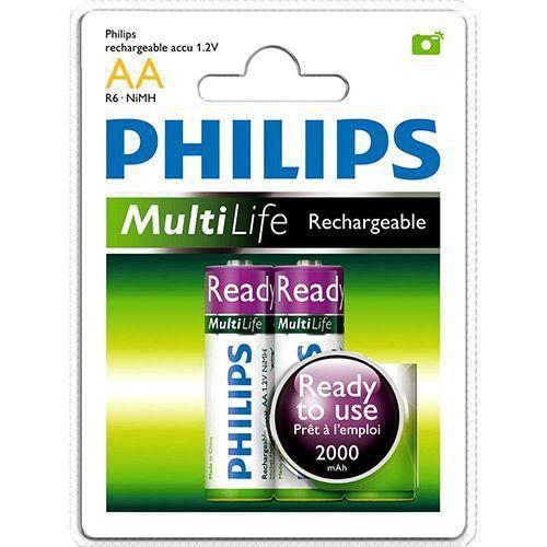 2 x Philips MultiLife Rechargeable AA Battery 2000 mAH - Grocery Deals