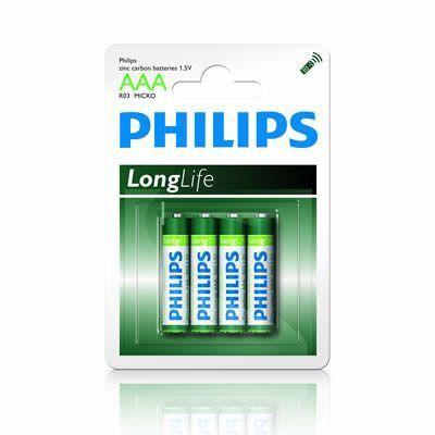 4 x Philips Longlife AAA Zinc Batteries - Grocery Deals